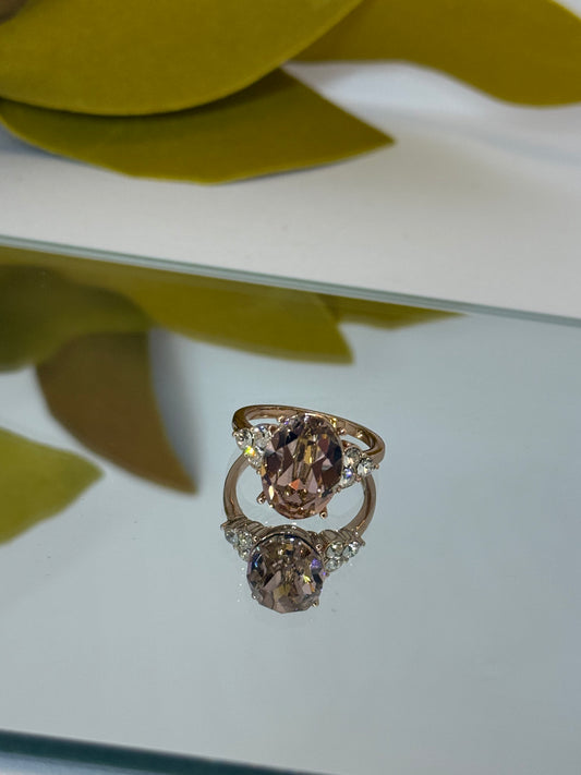 Everluxe Champagne Crystal Statement Ring