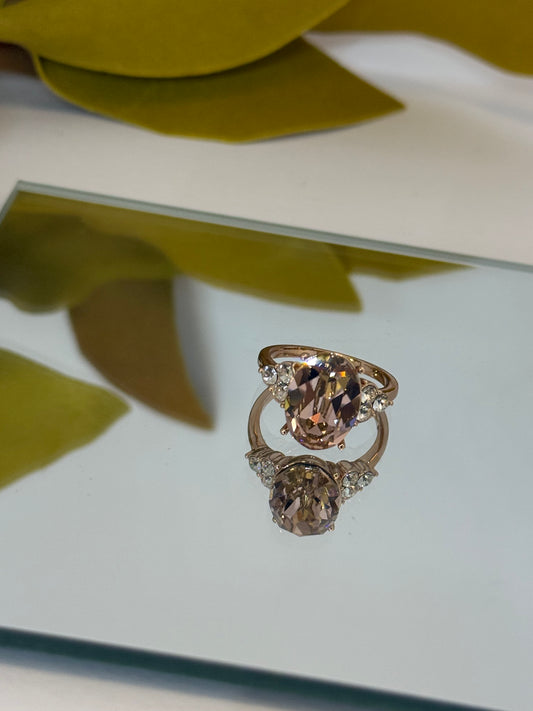 Everluxe Champagne Crystal Statement Ring