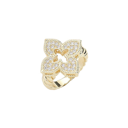 CZ Stone Paved Clover Ring